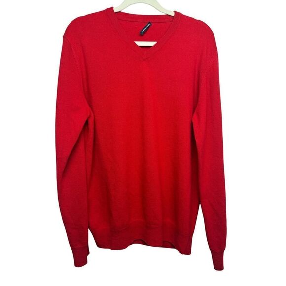 Mantovani Cashmere Studio Red Cashmere V Neck Sweater Men's Sz. L - Picture 1 of 4